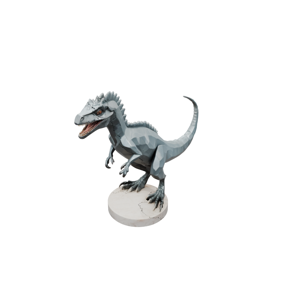 Marble Low-Poly Dilophosaurus — dinosaurs 3D print model, STL