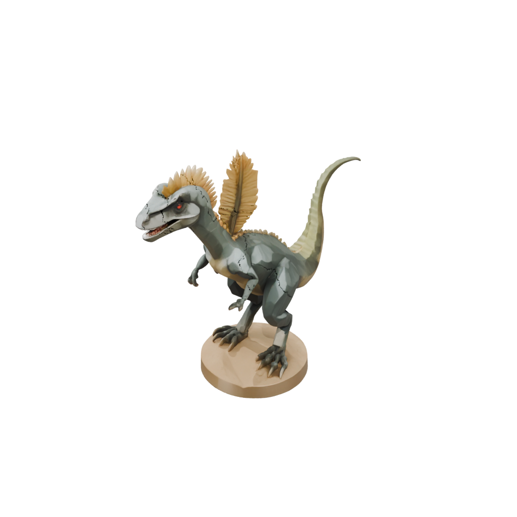 Mini Low-Poly Dilophosaurus — dinosaurs 3D print model, STL
