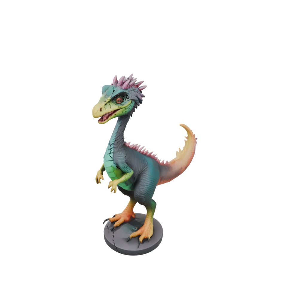 Neon Chibi Deinonychus — dinosaurs 3D print model, STL