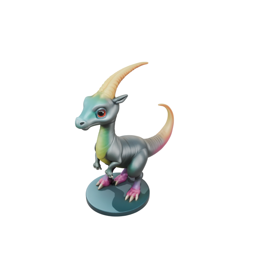Neon Chibi Parasaurolophus — dinosaurs 3D print model, STL