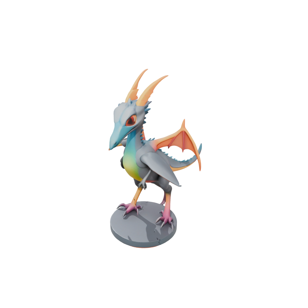 Neon Chibi Pterodactyl — dinosaurs 3D print model, STL
