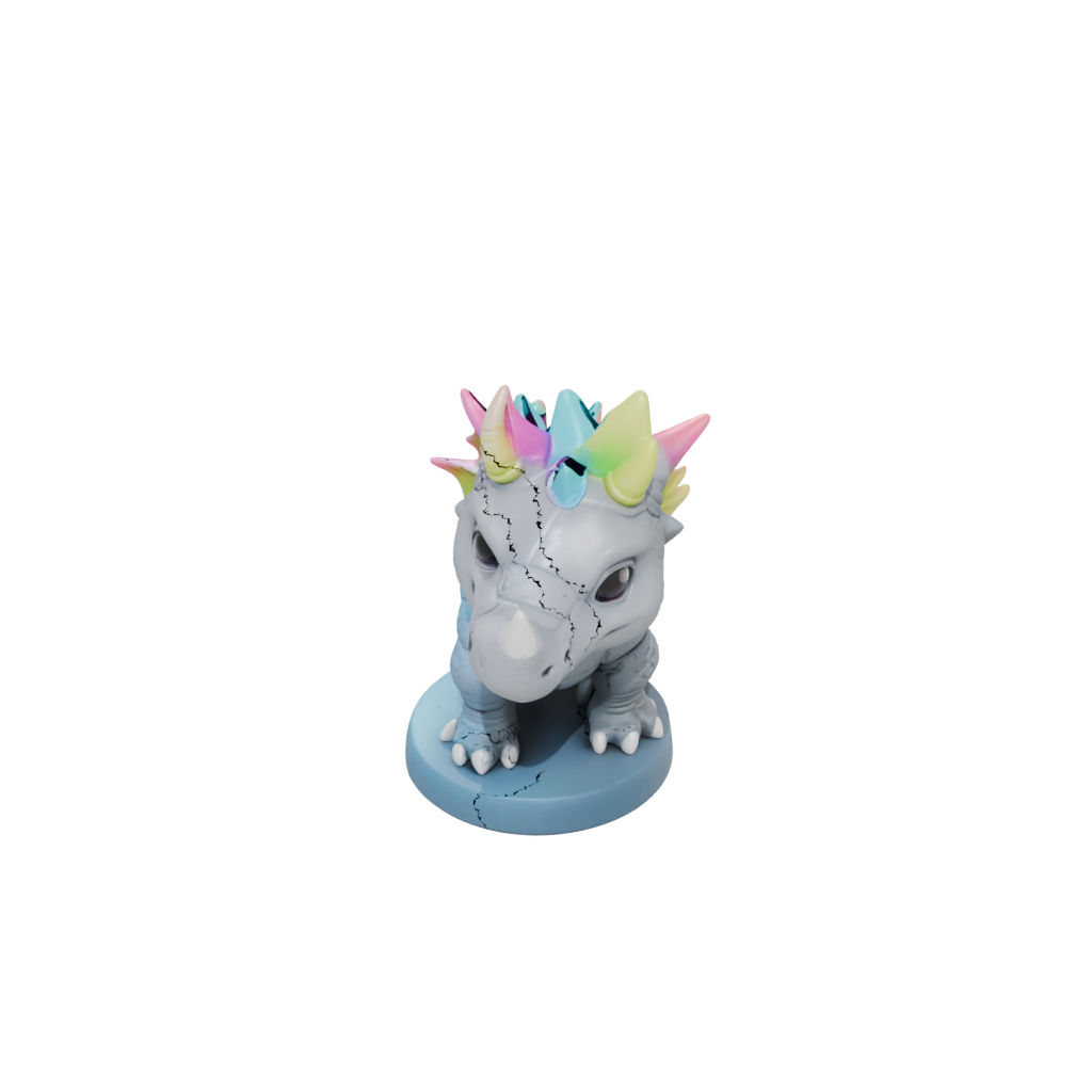 Neon Chibi Triceratops — dinosaurs 3D print model, STL