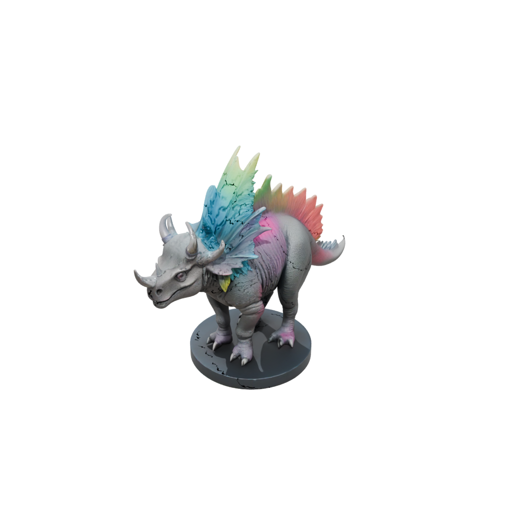 Neon Feathered Triceratops — dinosaurs 3D print model, STL