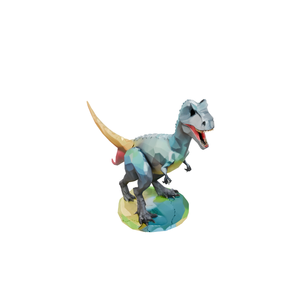 Neon Low-Poly Allosaurus — dinosaurs 3D print model, STL