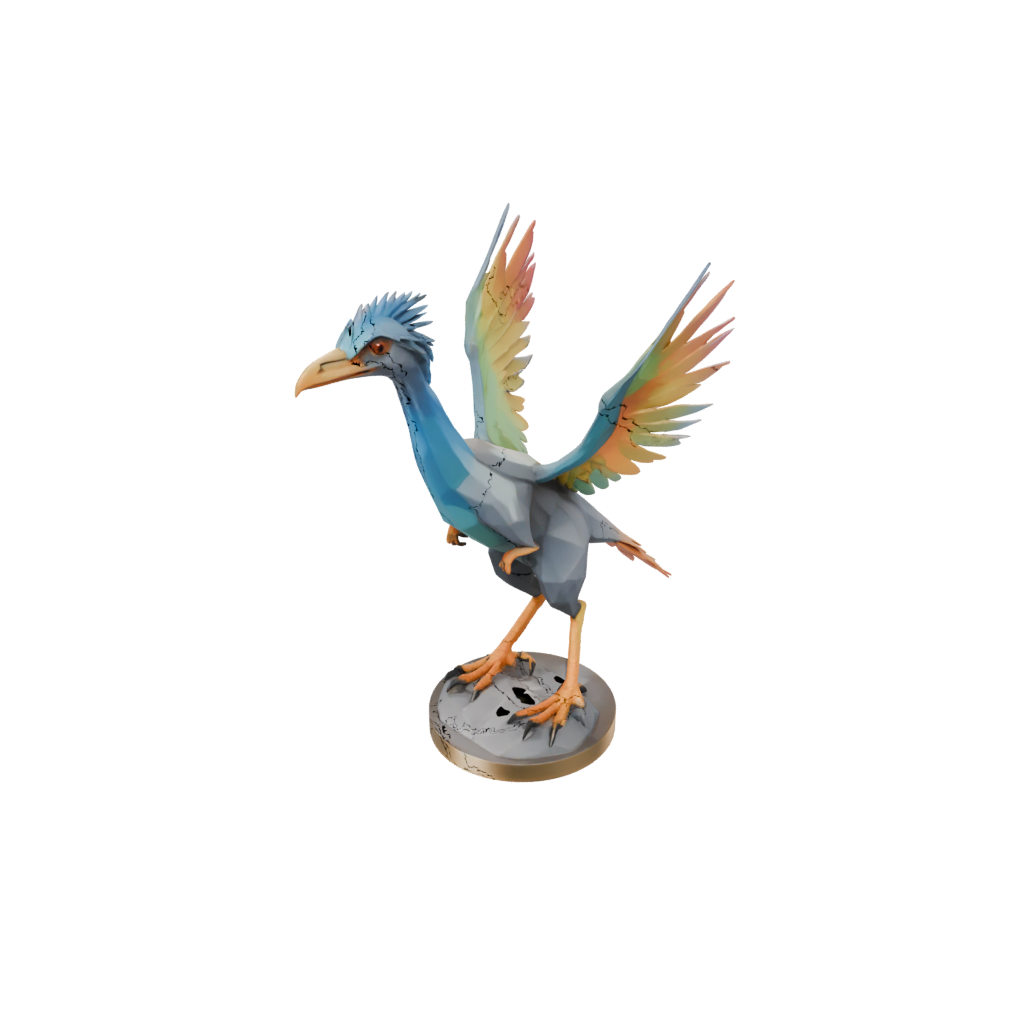 Neon Low-Poly Archaeopteryx — dinosaurs 3D print model, STL