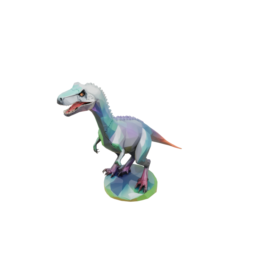 Neon Low-Poly Baryonyx — dinosaurs 3D print model, STL