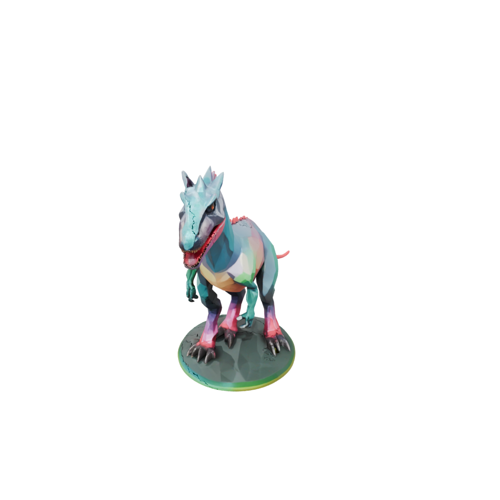 Neon Low-Poly Carnotaurus — dinosaurs 3D print model, STL