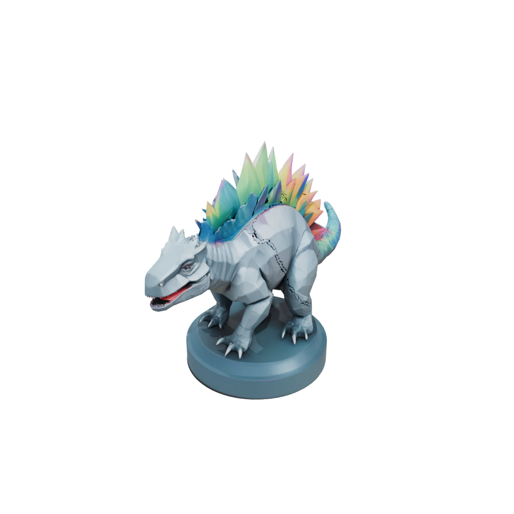 Neon Low-Poly Dimetrodon — dinosaurs 3D print model, STL