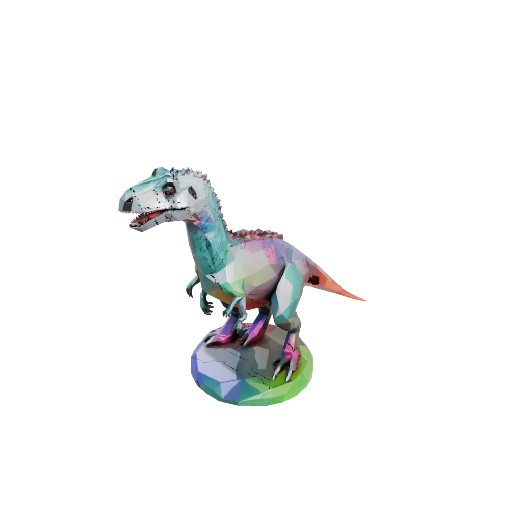 Neon Low-Poly Iguanodon — dinosaurs 3D print model, STL