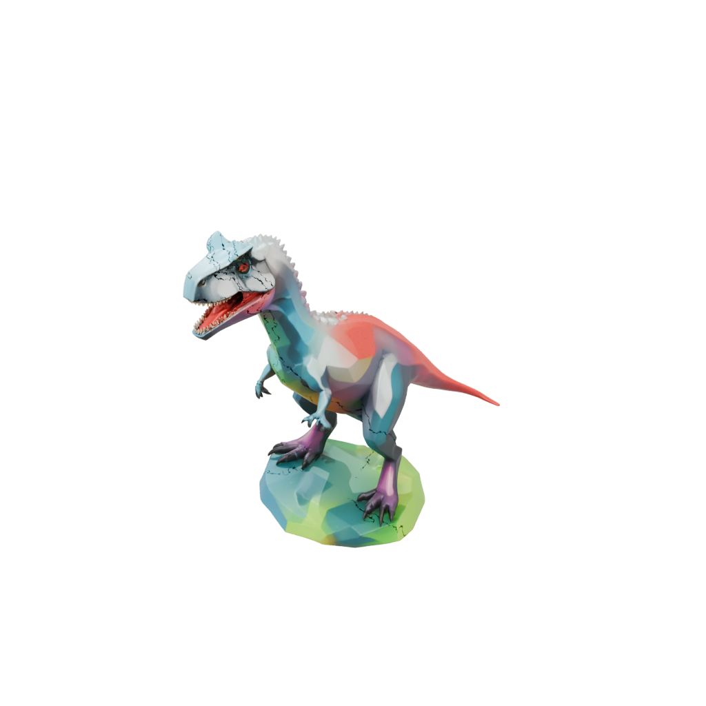 Neon Low-Poly Megalosaurus — dinosaurs 3D print model, STL