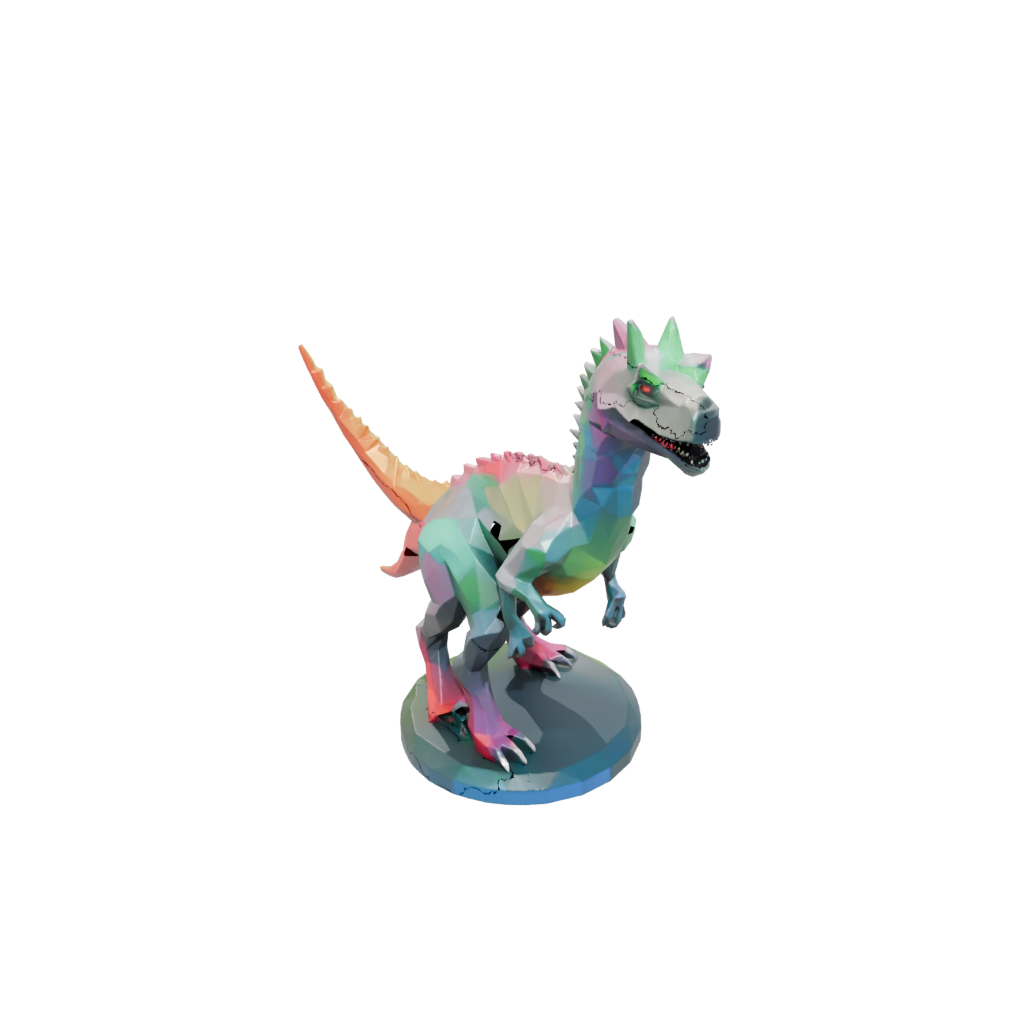 Neon Low-Poly Pachycephalosaurus — dinosaurs 3D print model, STL