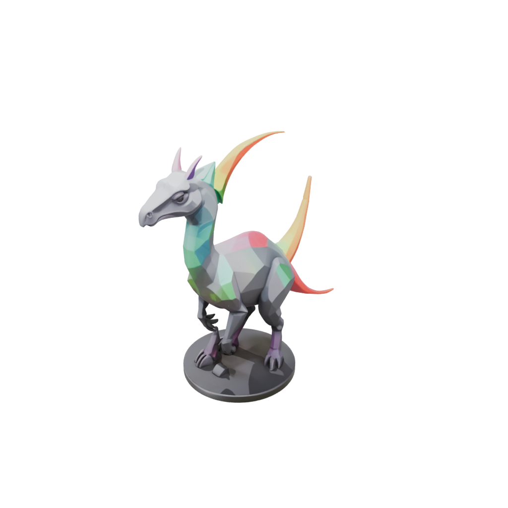 Neon Low-Poly Parasaurolophus