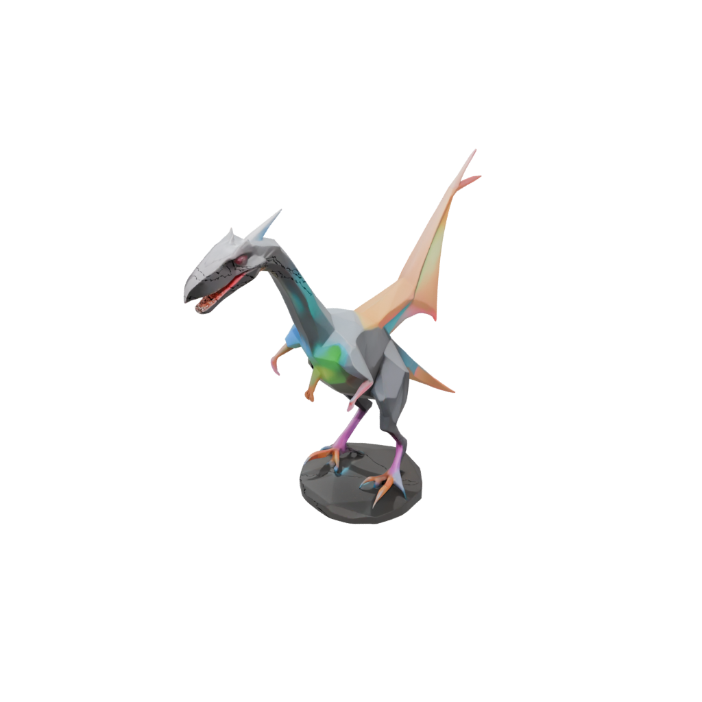 Neon Low-Poly Pterodactyl