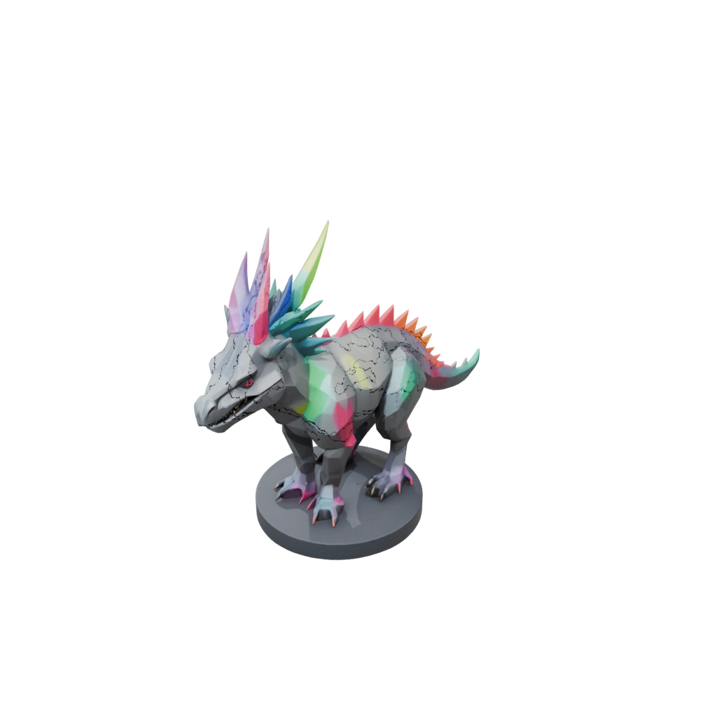 Neon Low-Poly Styracosaurus — dinosaurs 3D print model, STL