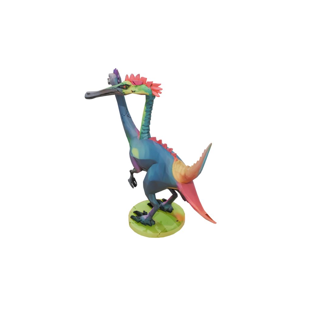 Neon Low-Poly Therizinosaurus