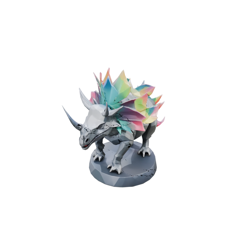 Neon Low-Poly Triceratops
