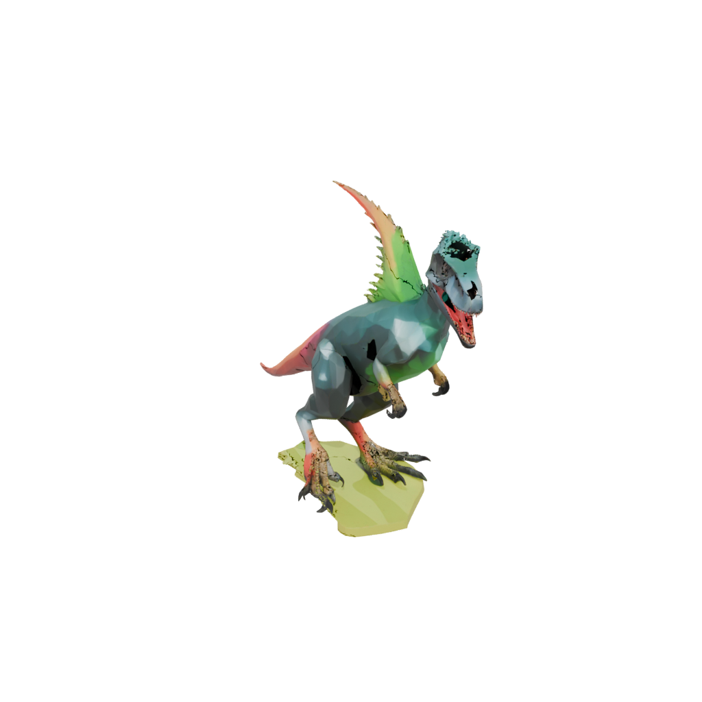 Neon Low-Poly Utahraptor — dinosaurs 3D print model, STL