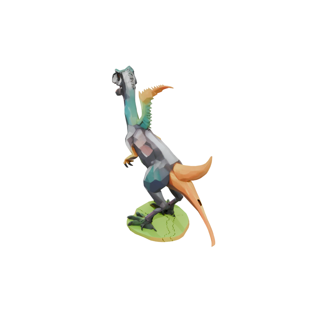 Neon Low-Poly Velociraptor — dinosaurs 3D print model, STL