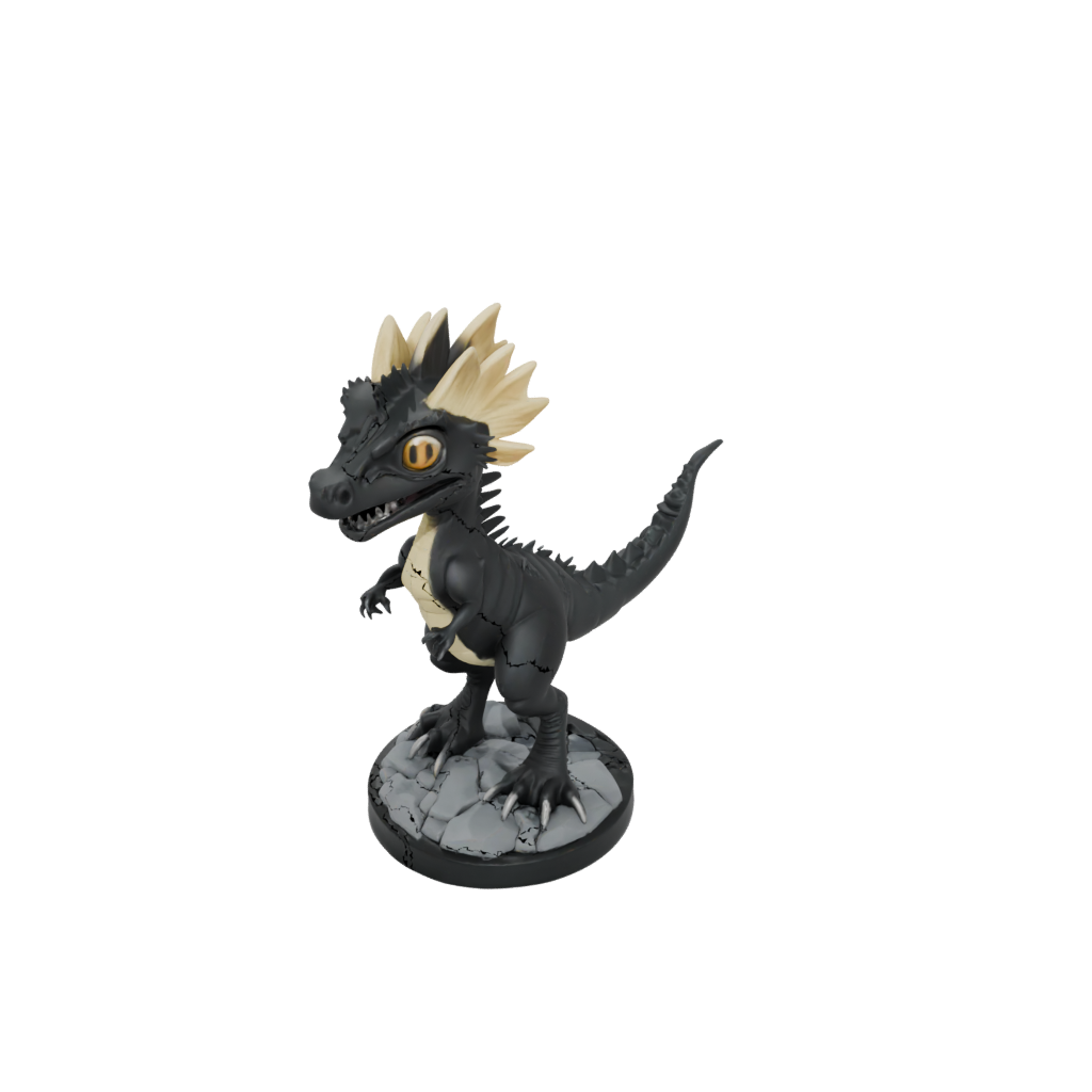 Obsidian Chibi Dilophosaurus — dinosaurs 3D print model, STL