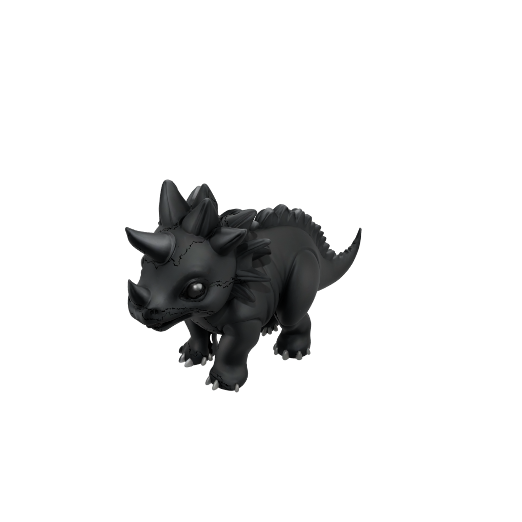 Obsidian Chibi Triceratops — dinosaurs 3D print model, STL