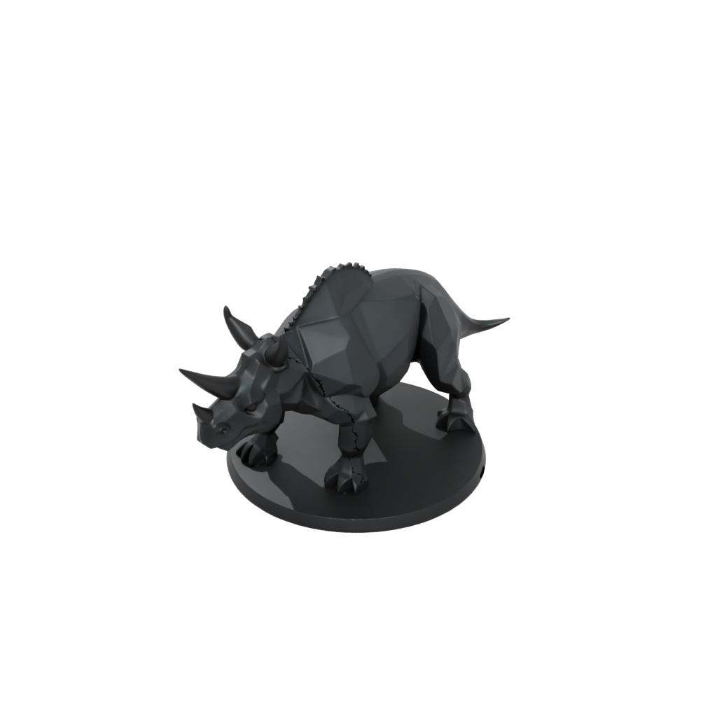 Obsidian Low-Poly Triceratops — dinosaurs 3D print model, STL