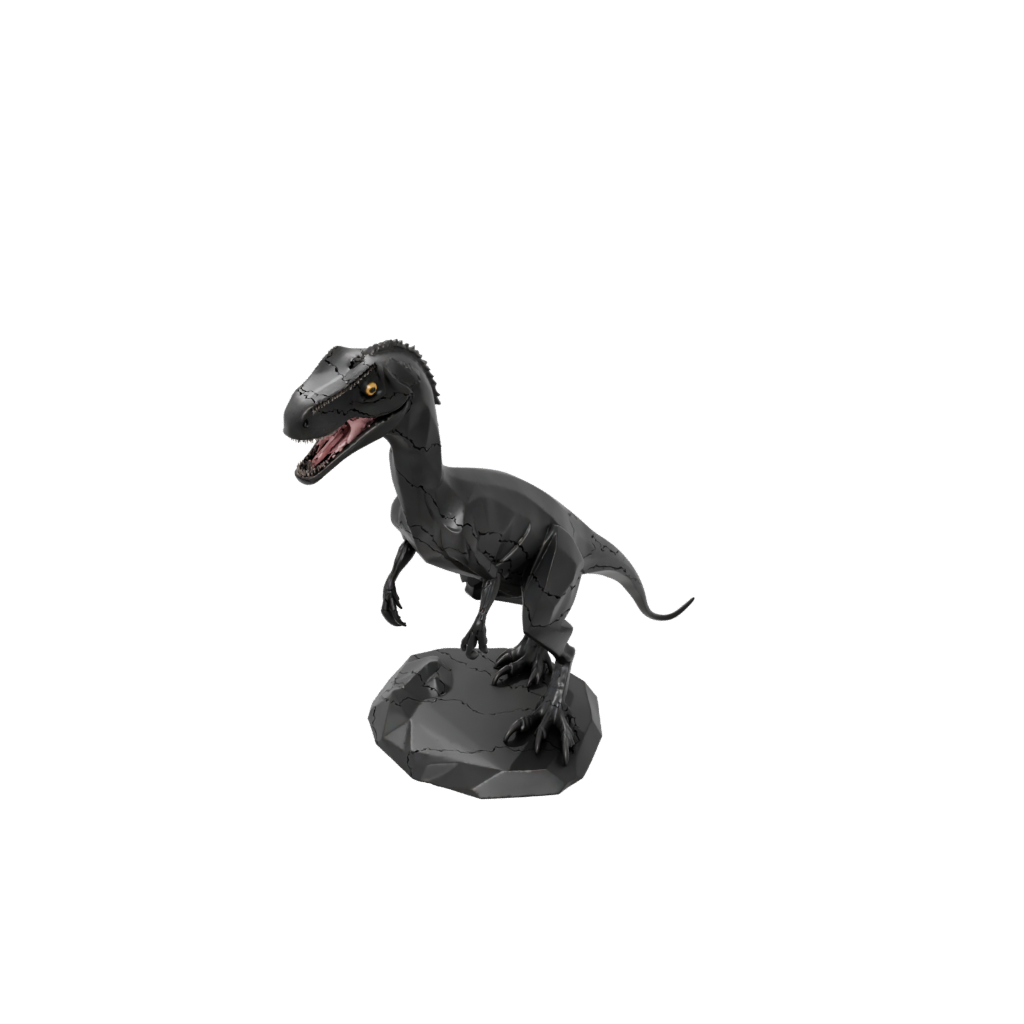 Obsidian Low-Poly Utahraptor — dinosaurs 3D print model, STL