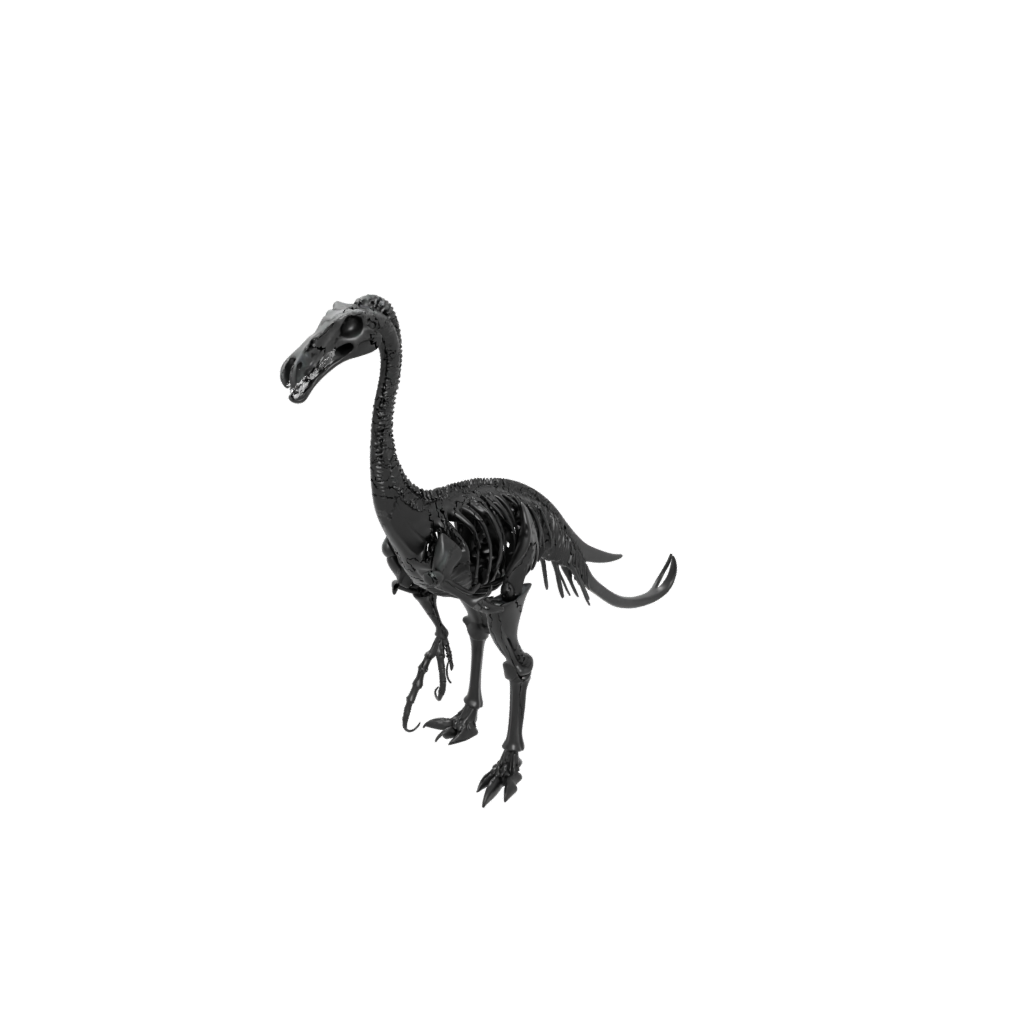 Obsidian Skeleton Therizinosaurus — dinosaurs 3D print model, STL