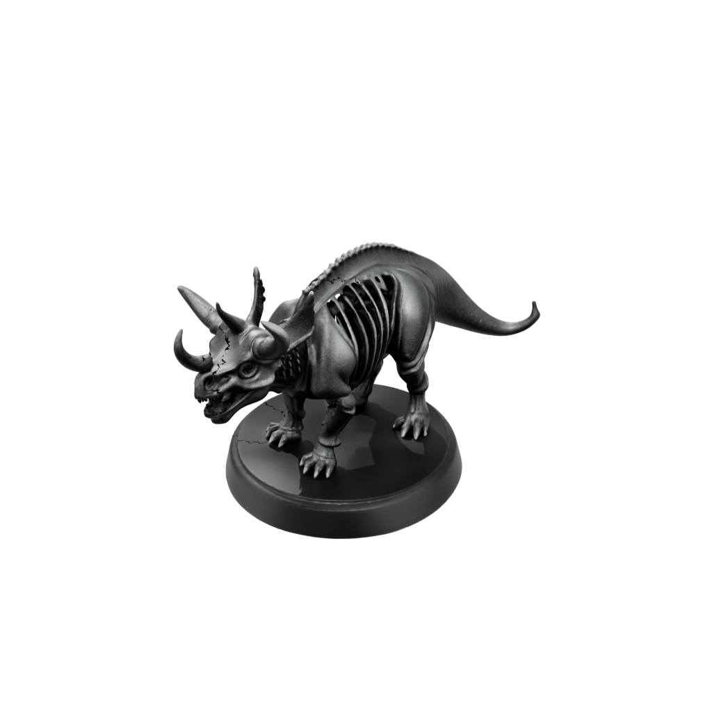 Obsidian Skeleton Triceratops — dinosaurs 3D print model, STL