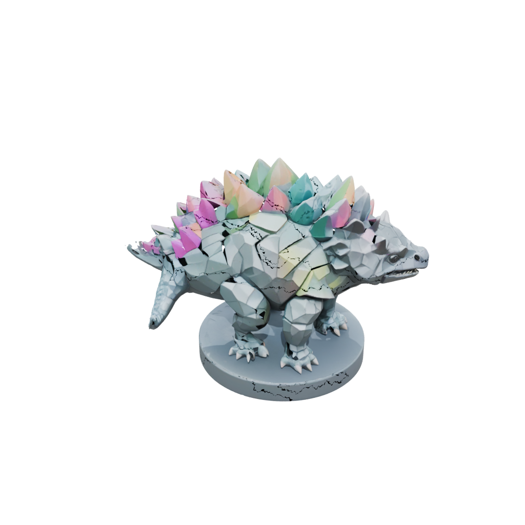 Pastel Low-Poly Ankylosaurus — dinosaurs 3D print model, STL