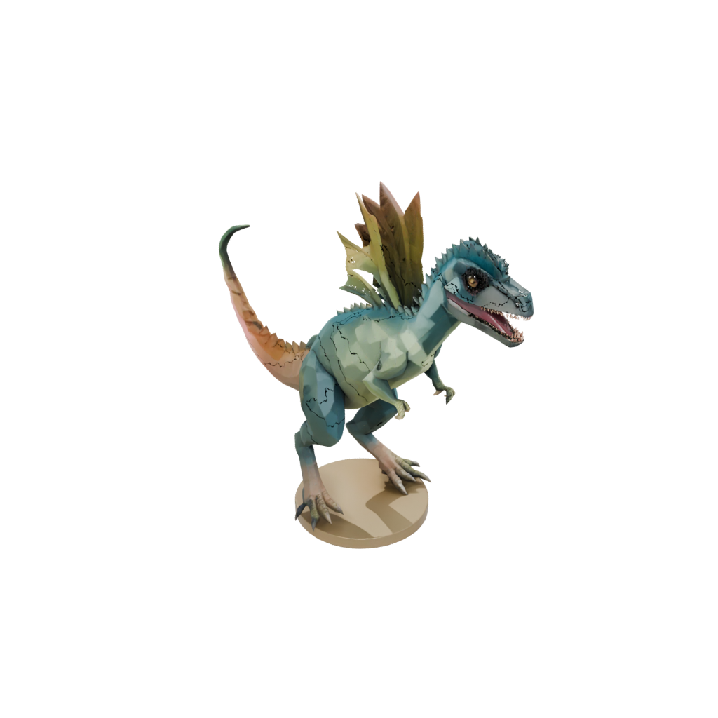 Pastel Low-Poly Dilophosaurus