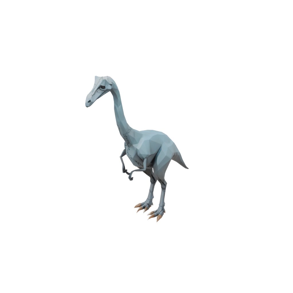 Pastel Low-Poly Gallimimus — dinosaurs 3D print model, STL