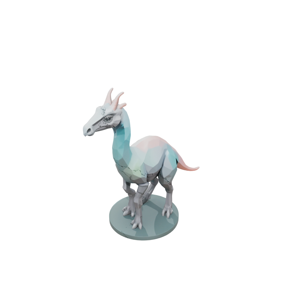 Pastel Low-Poly Parasaurolophus — dinosaurs 3D print model, STL