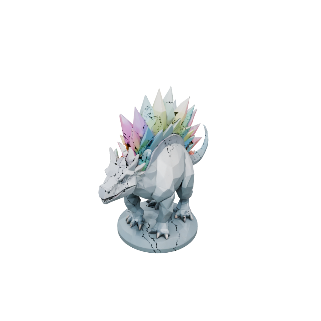 Pastel Low-Poly Stegosaurus — dinosaurs 3D print model, STL