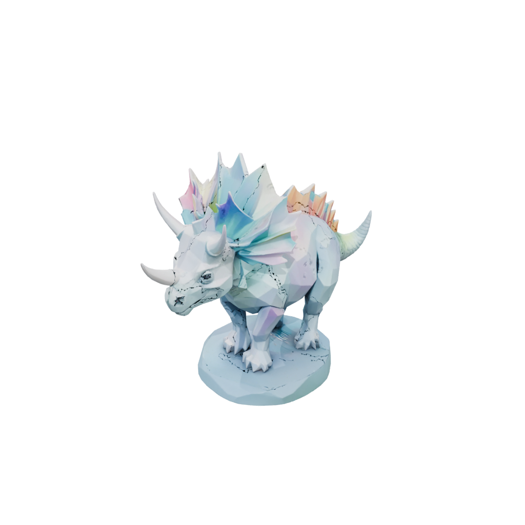 Pastel Low-Poly Triceratops — dinosaurs 3D print model, STL