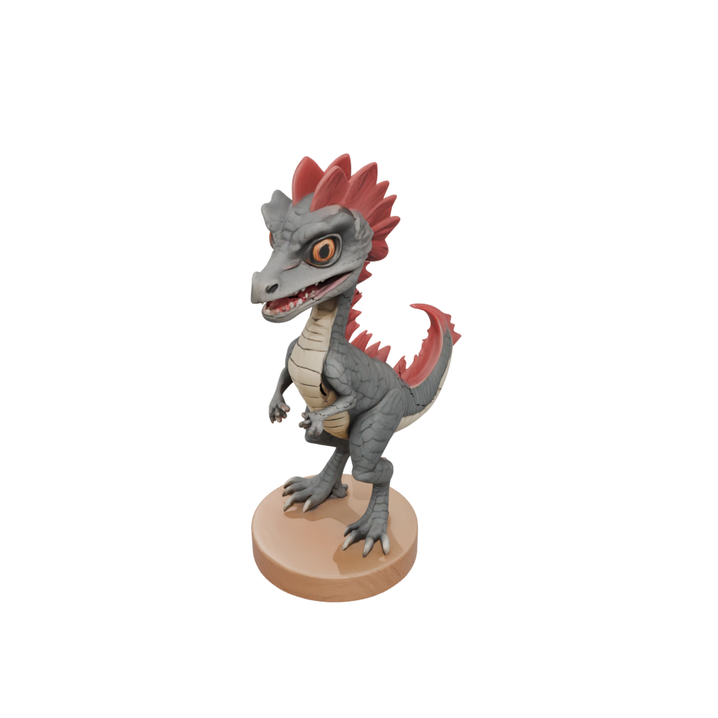 Woodgrain Chibi Dilophosaurus