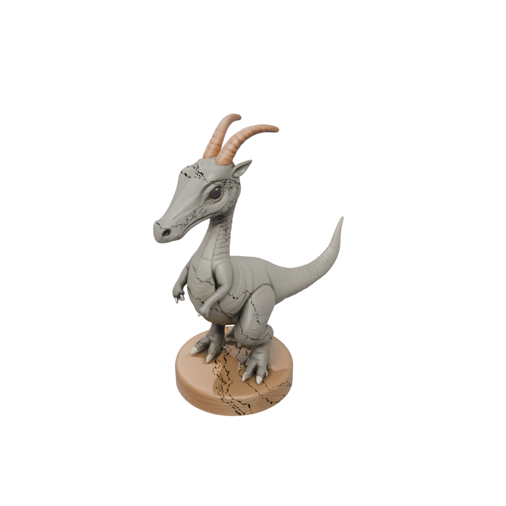 Woodgrain Chibi Parasaurolophus — dinosaurs 3D print model, STL