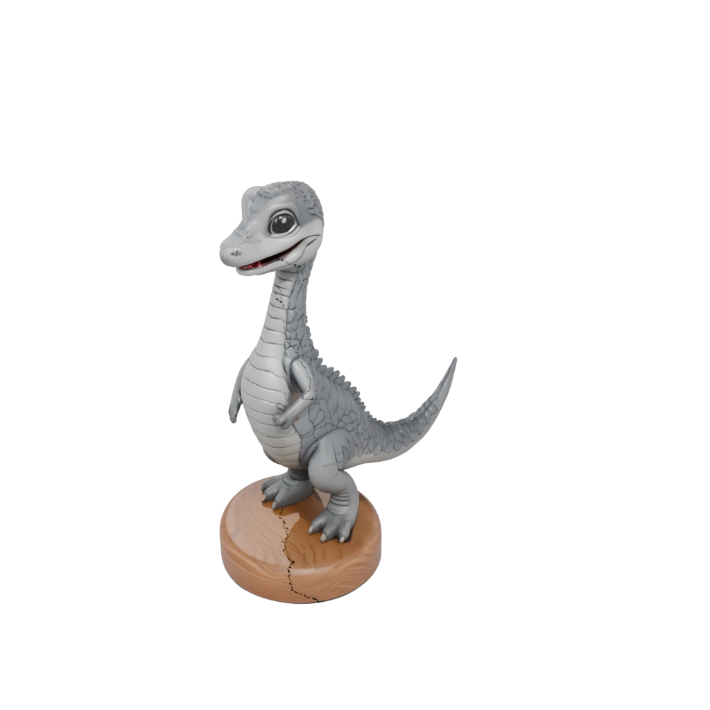 Woodgrain Chibi Plesiosaur — dinosaurs 3D print model, STL