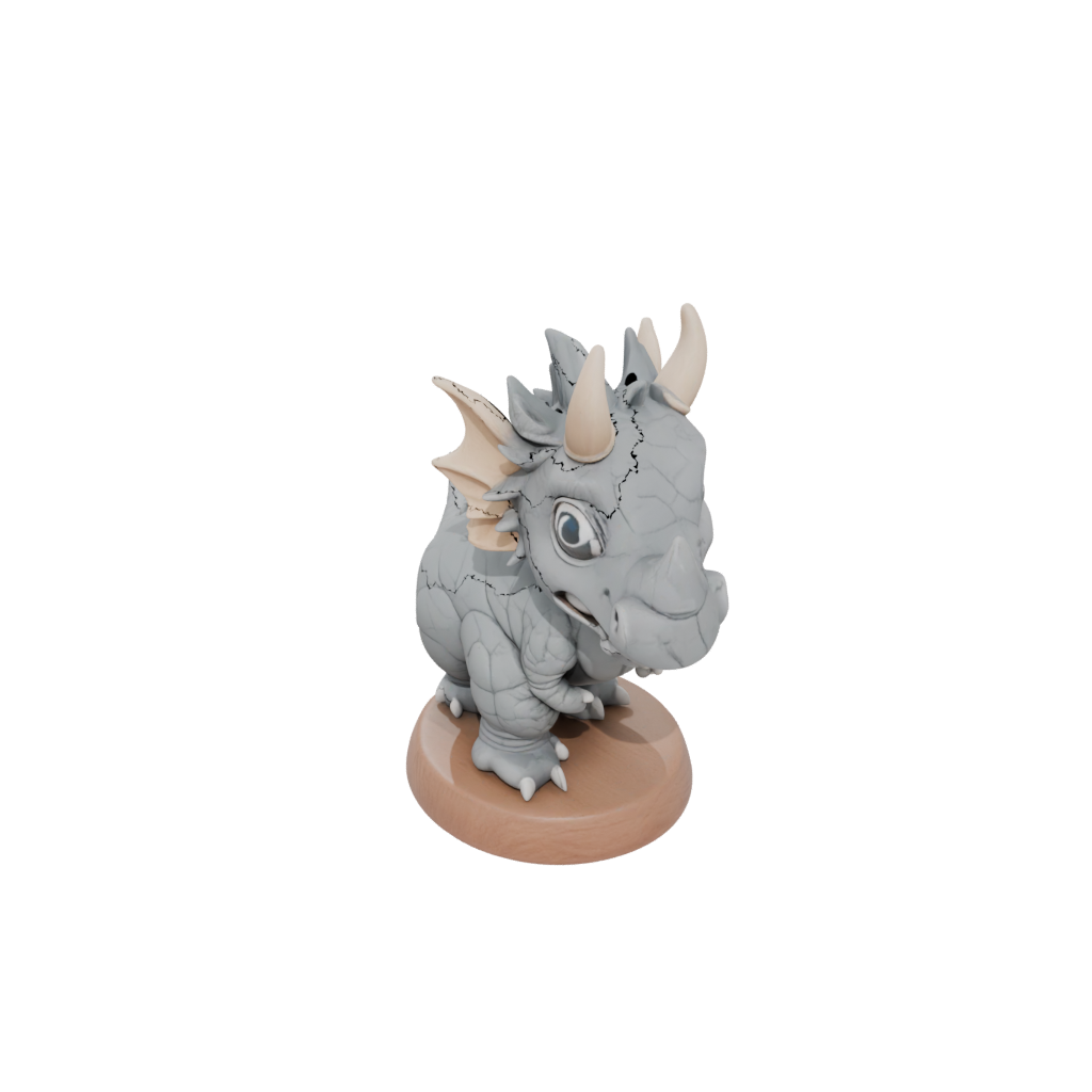 Woodgrain Chibi Triceratops — dinosaurs 3D print model, STL