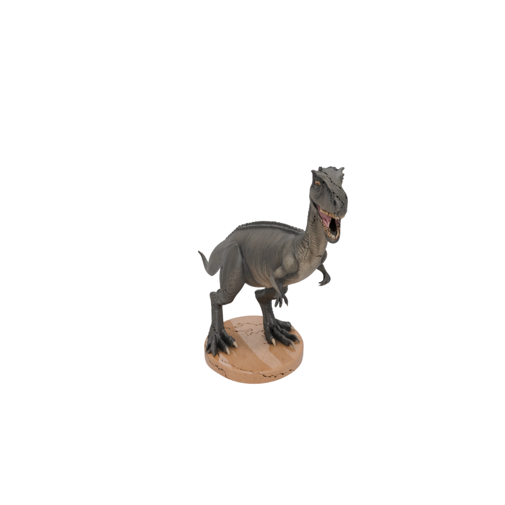 Woodgrain Feathered Allosaurus — dinosaurs 3D print model, STL