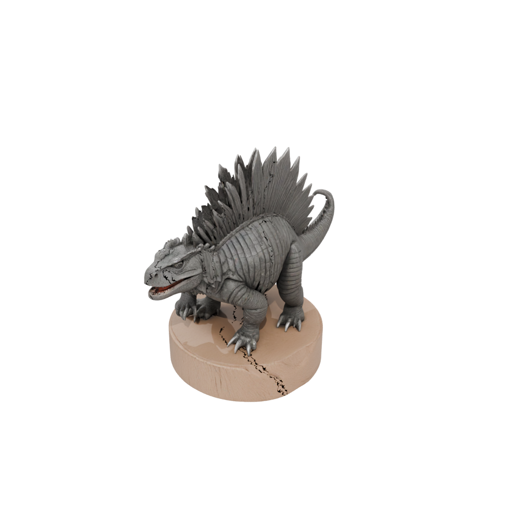 Woodgrain Feathered Dimetrodon — dinosaurs 3D print model, STL