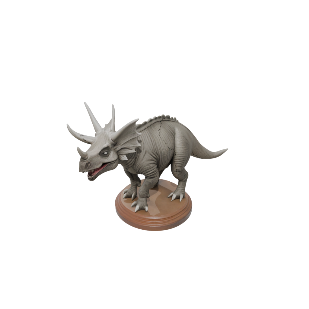 Woodgrain Flexi Triceratops — dinosaurs 3D print model, STL