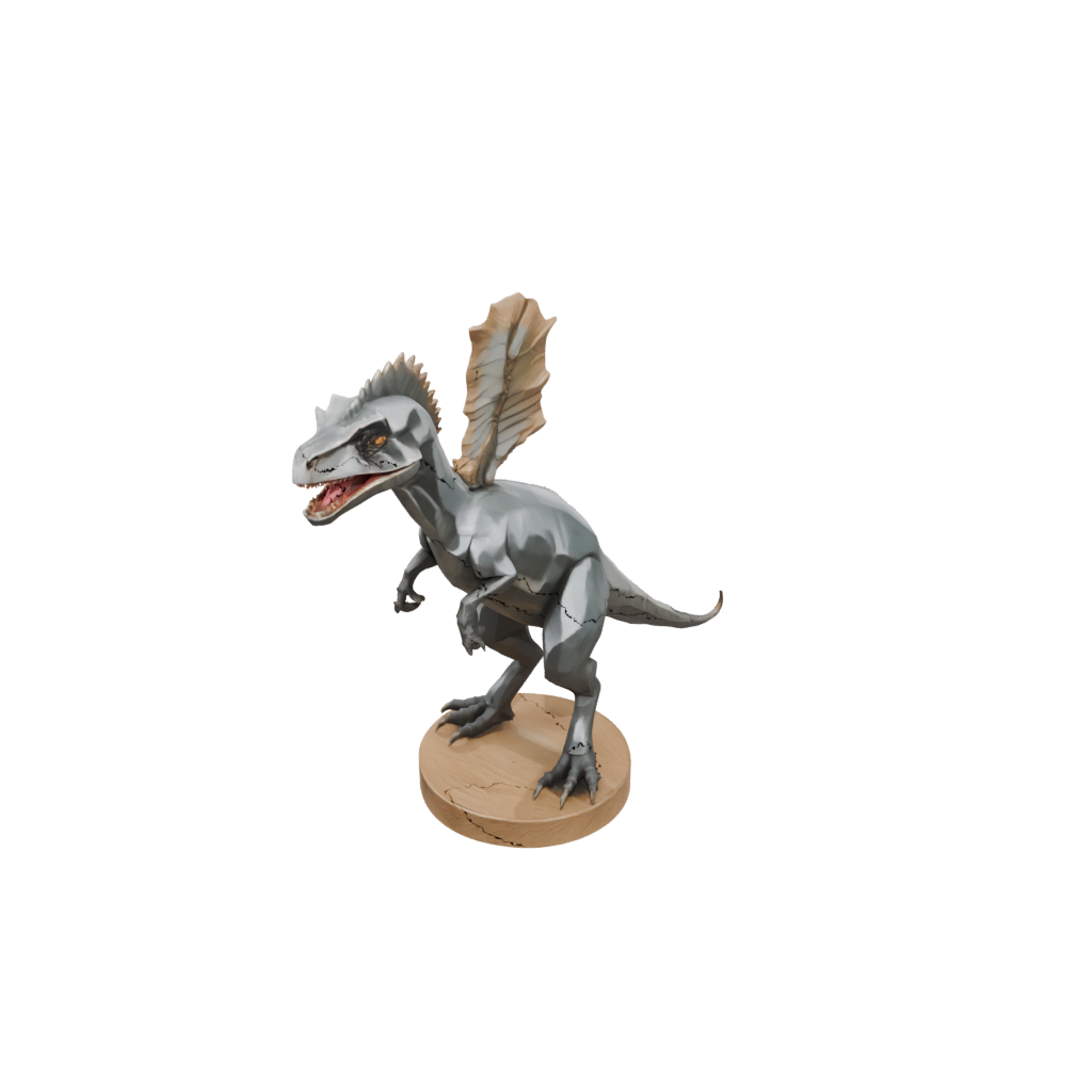 Woodgrain Low-Poly Dilophosaurus — dinosaurs 3D print model, STL