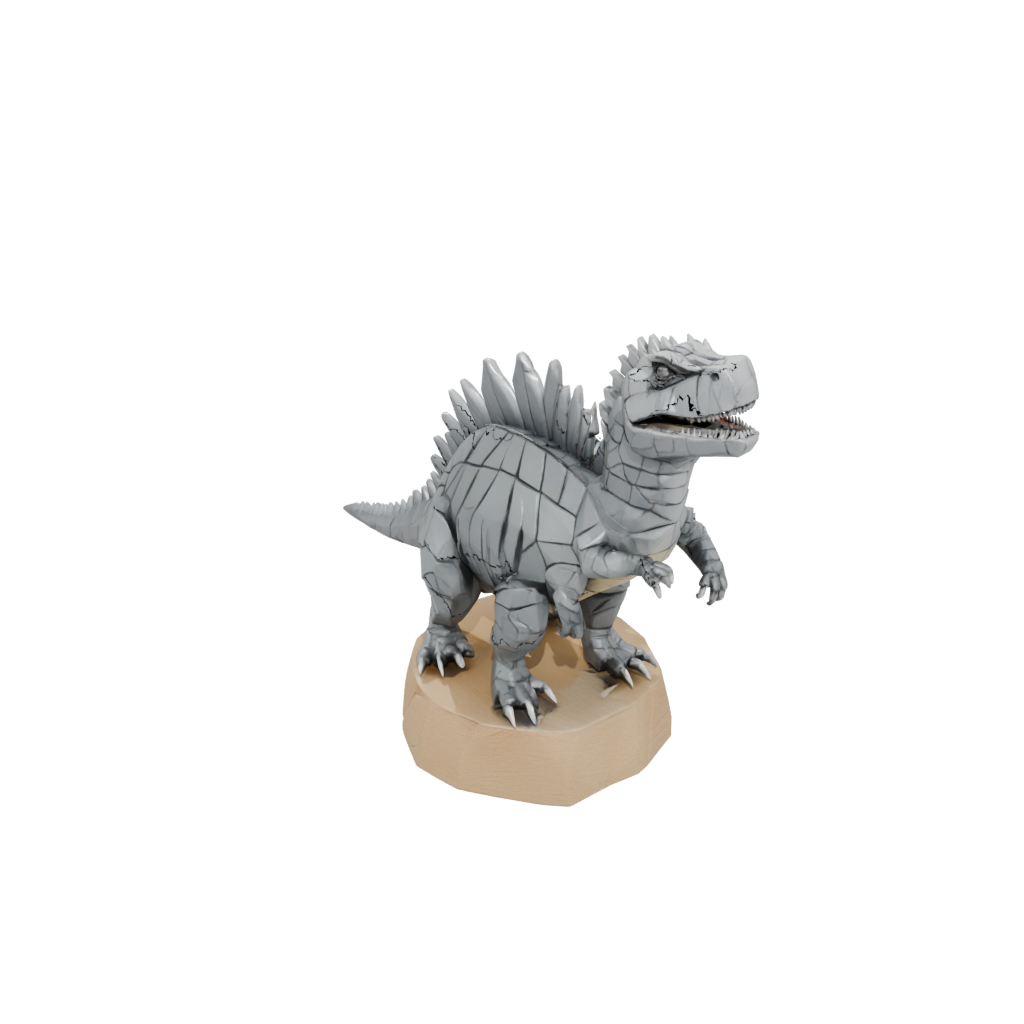 Woodgrain Low-Poly Dimetrodon — dinosaurs 3D print model, STL
