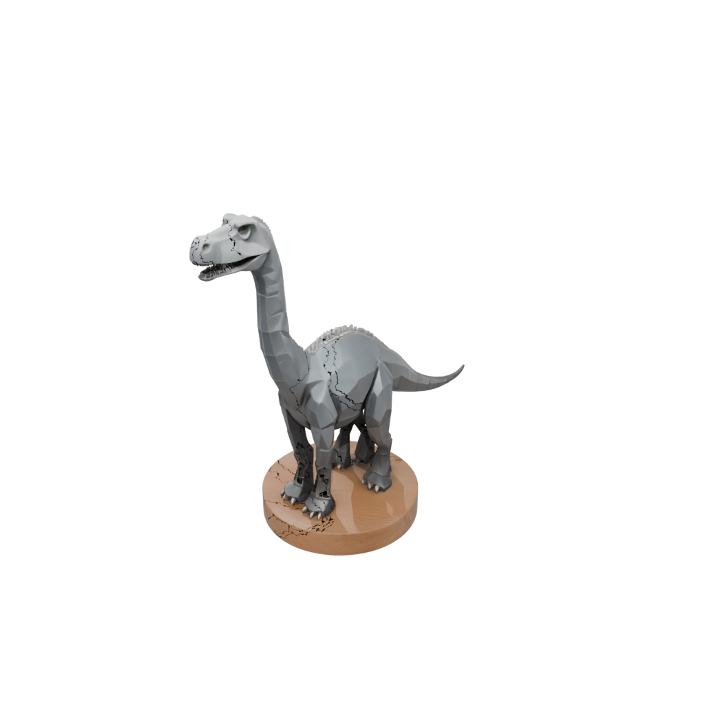 Woodgrain Low-Poly Diplodocus — dinosaurs 3D print model, STL