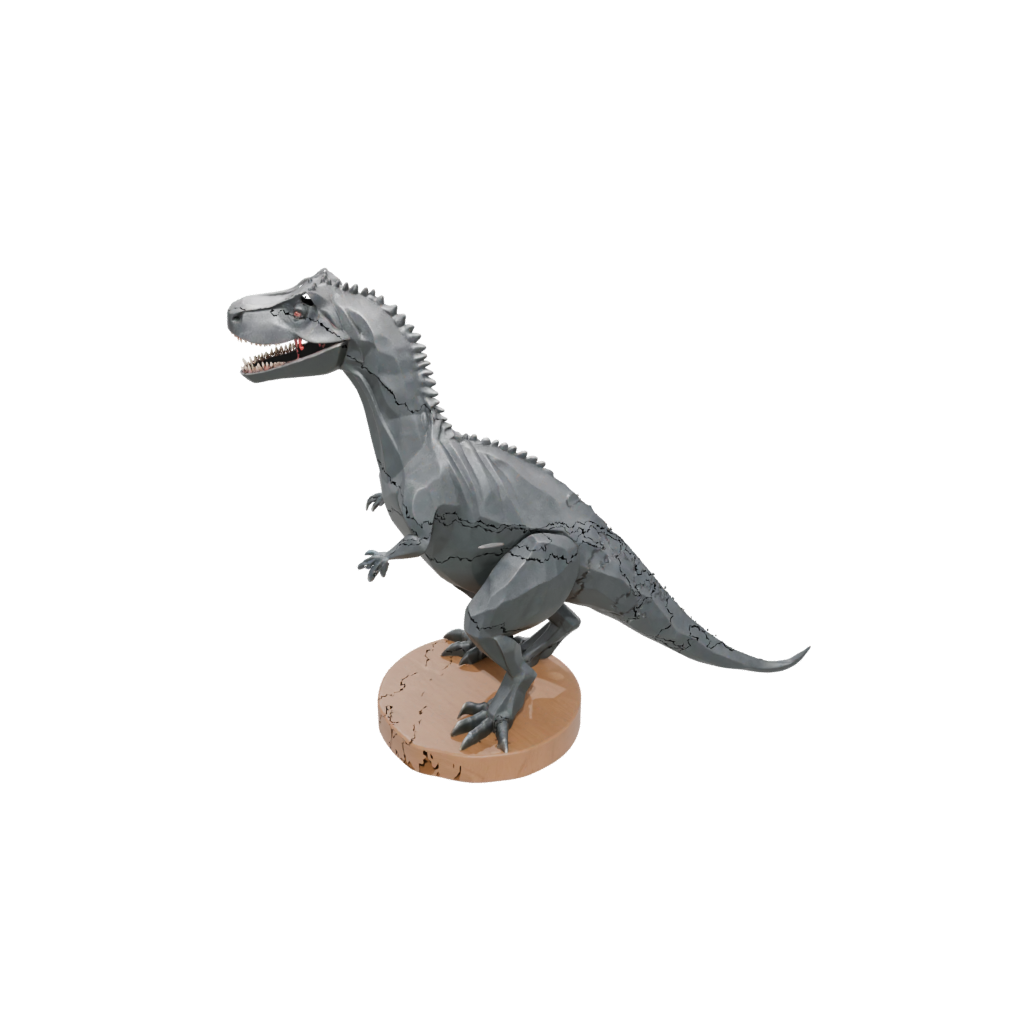 Woodgrain Low-Poly Giganotosaurus — dinosaurs 3D print model, STL