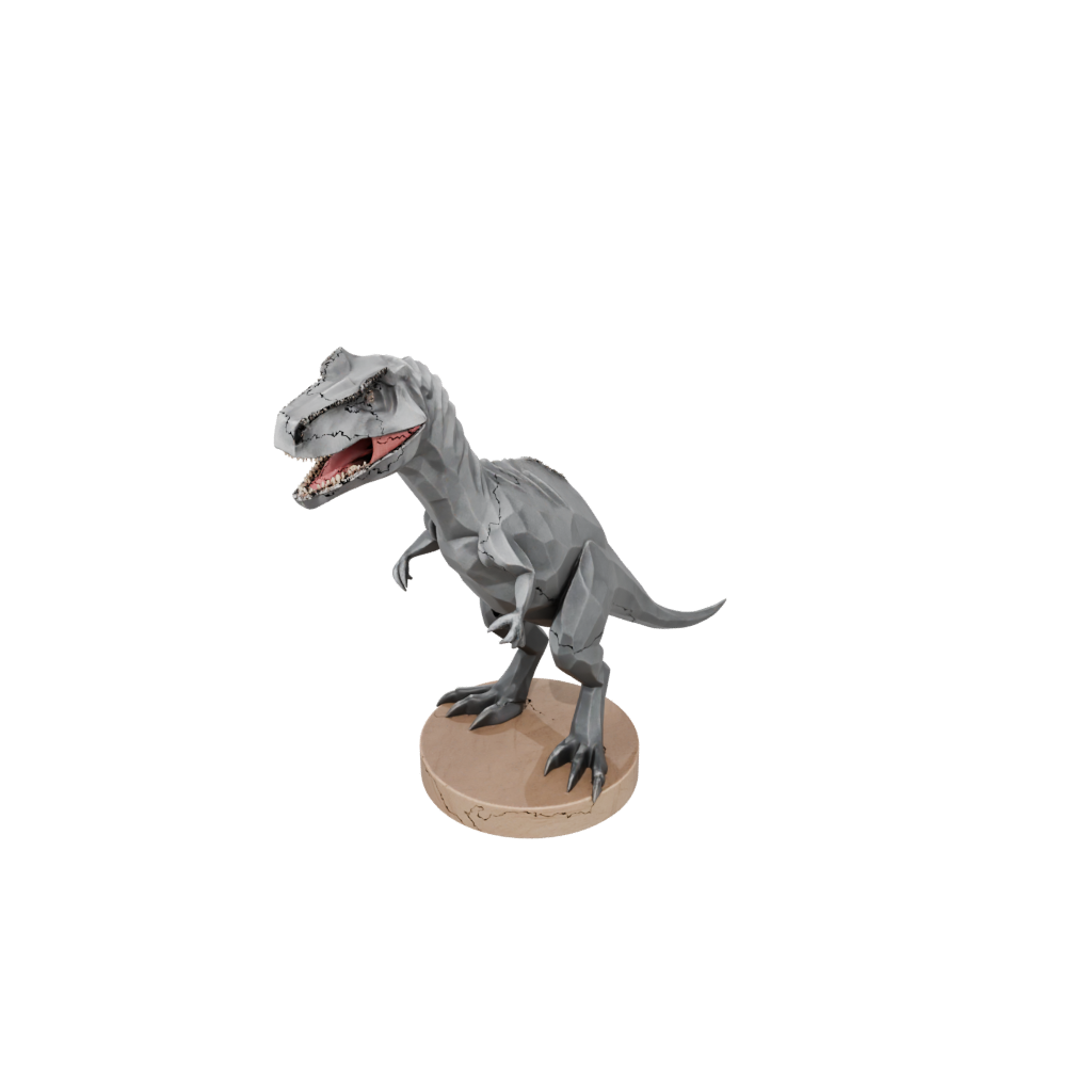 Woodgrain Low-Poly Megalosaurus — dinosaurs 3D print model, STL