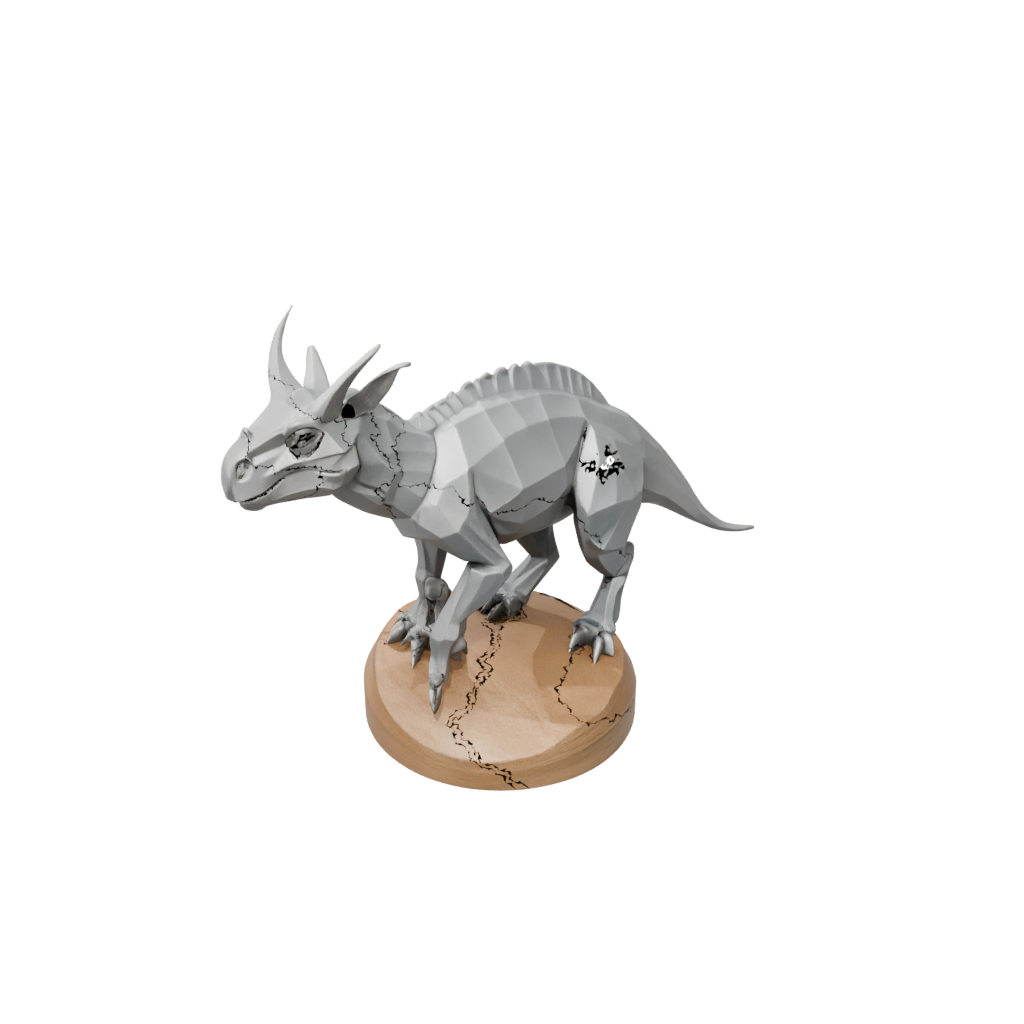 Woodgrain Low-Poly Protoceratops — dinosaurs 3D print model, STL