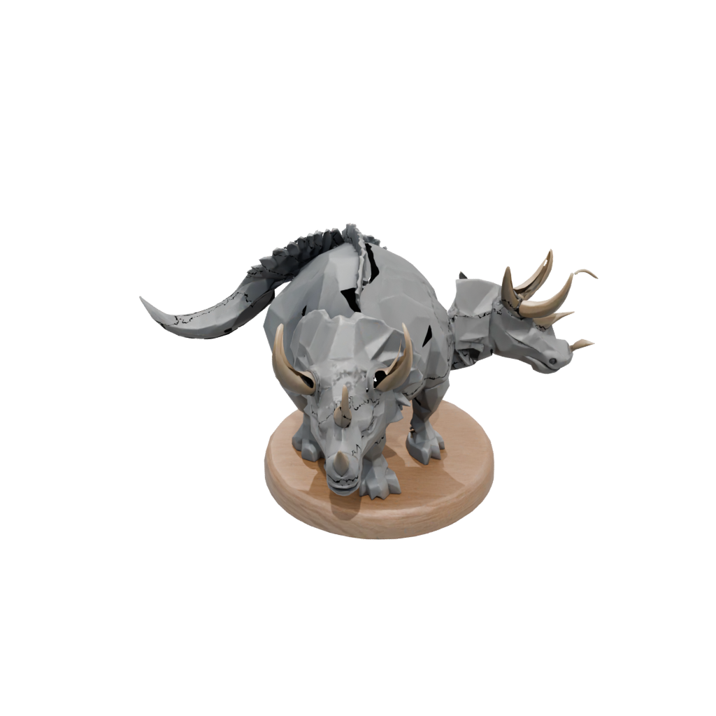 Woodgrain Low-Poly Triceratops