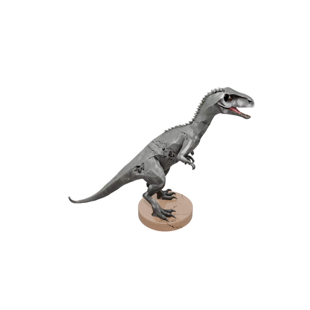 Woodgrain Low-Poly Utahraptor — dinosaurs 3D print model, STL