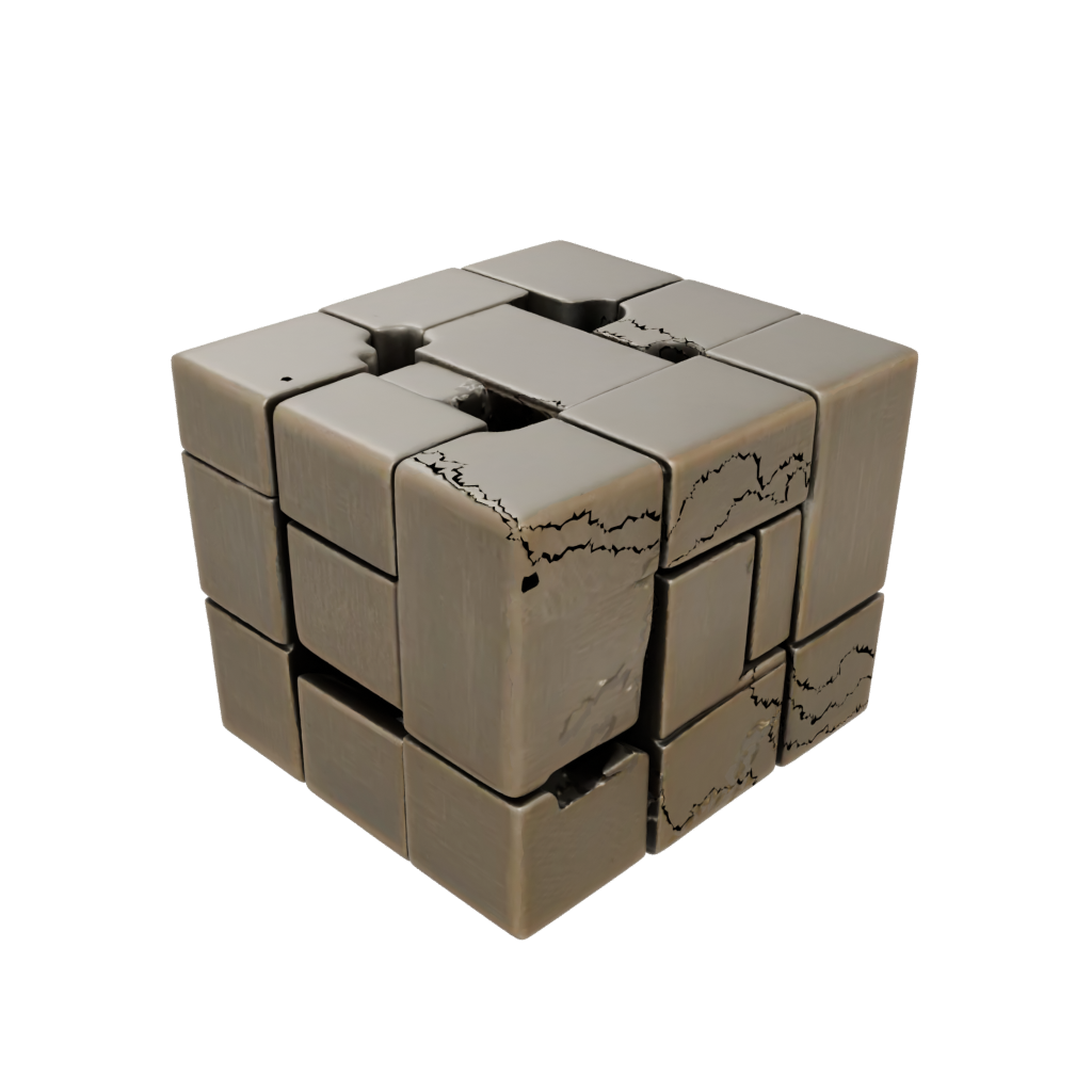 Bronze Big Slide-Puzzle Cube